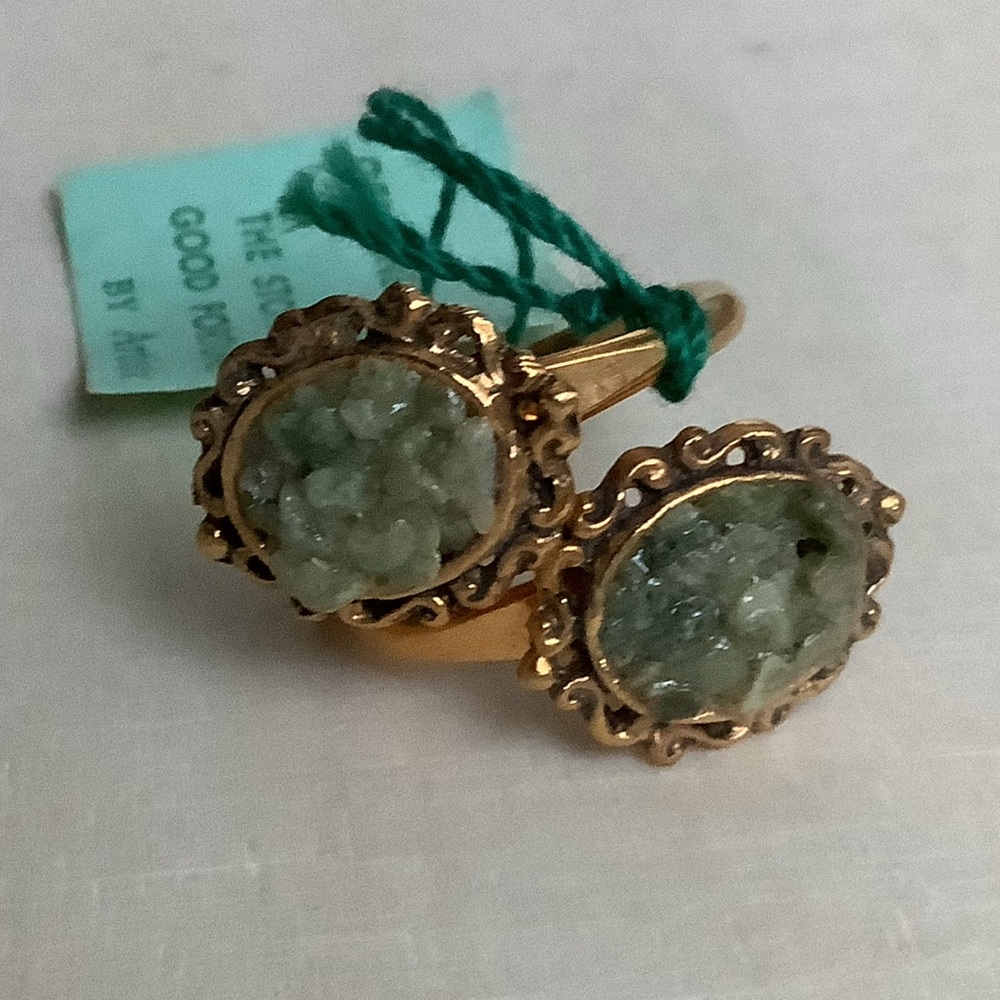 new Vintage jade cocktail double medallion ring